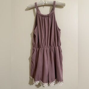 Altar’d State Romper with Lace Trim